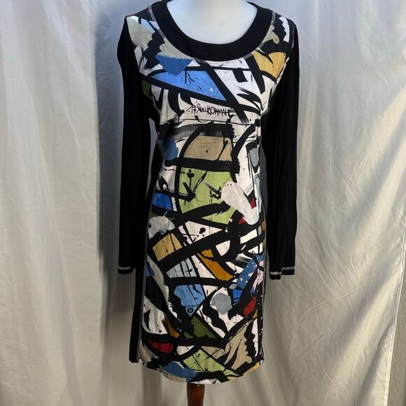 Simply Art by Dolcezza Abstract Dress color block paint XL graffiti DELK OMAHE - Picture 2 of 10